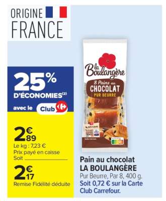 Pain au chocolat LA BOULANGÈRE