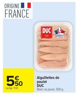 AIGUILLETTES DE POULET "DUC"