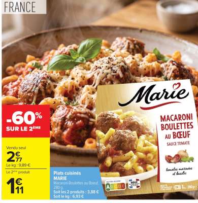 MARIE Macaroni Boulettes au Boeuf
