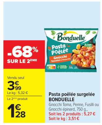 Pasta poêlée surgelée BONDUELLE