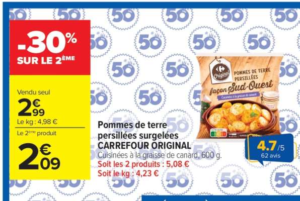 Pommes de terre persillées surgelées CARREFOUR ORIGINAL