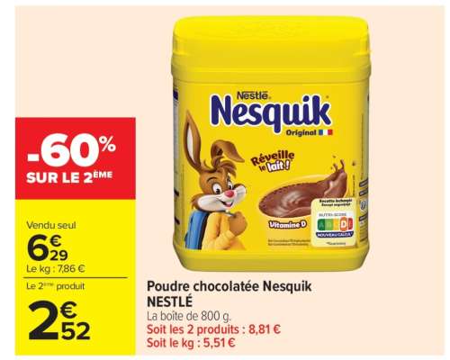 POUDRE CHOCOLATÉE NESQUIK NESTLÉ