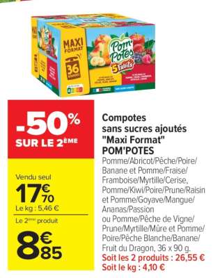Compotes sans sucres ajoutés "Maxi Format" POM'POTES