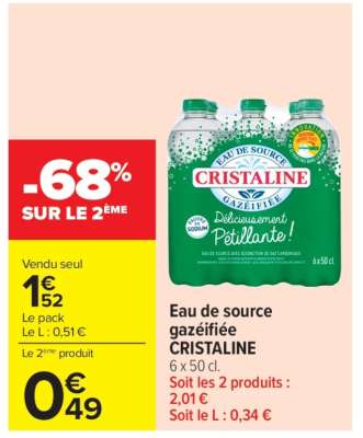Eau de Source Gazéifiée 'Cristaline'
