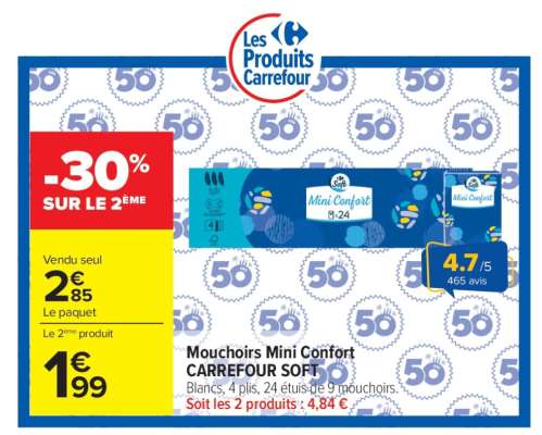 Mouchoirs Mini Confort CARREFOUR SOFT
