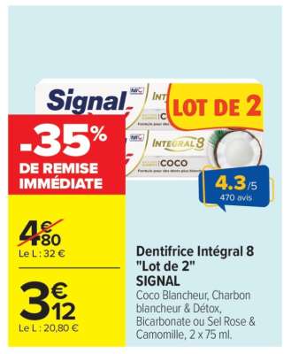 Dentifrice Intégral 8 "Lot de 2" SIGNAL