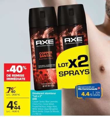 Déodorant atomiseur "Lot x 2" AXE