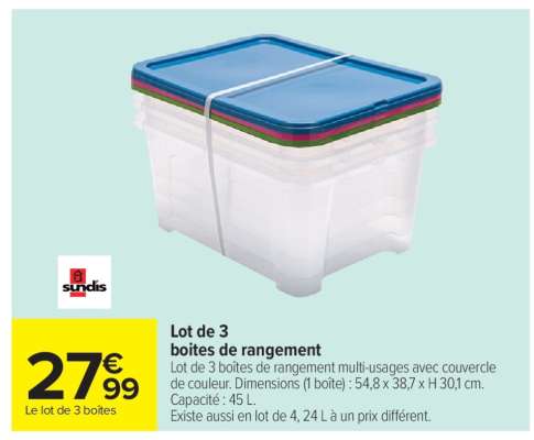 LOT DE 3 BOITES DE RANGEMENT