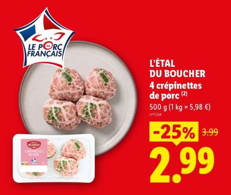 L'ÉTAL DU BOUCHER 4 crépinettes de porc