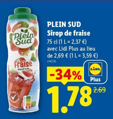 PLEIN SUD Sirop de fraise