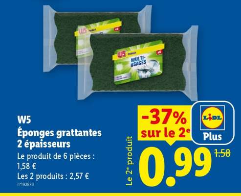W5 Éponges grattantes 2 épaisseurs