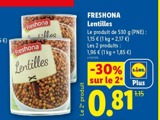 FRESHONA Lentilles