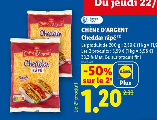 Chêne d'Argent Cheddar râpé