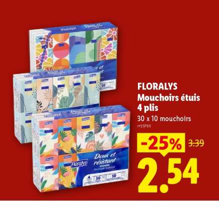 FLORALYS Mouchoirs étuis 4 plis