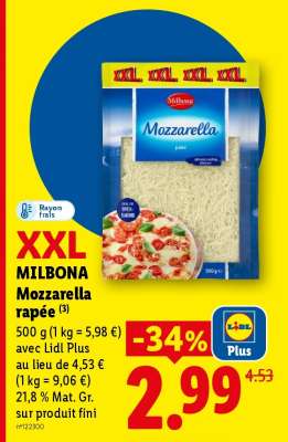 Milbona Mozzarella râpée