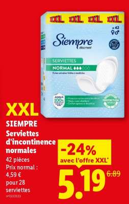 SIEMPRE Serviettes d'incontinence normales
