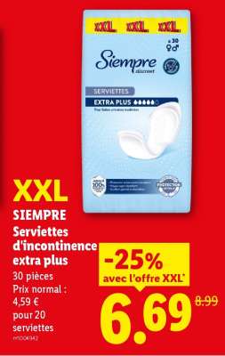 SIEMPRE Serviettes d'incontinence extra plus