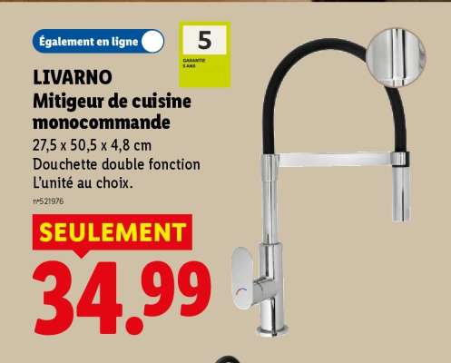 LIVARNO Mitigeur de cuisine monocommande