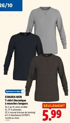 ESMARA MEN T-shirt thermique à manches longues