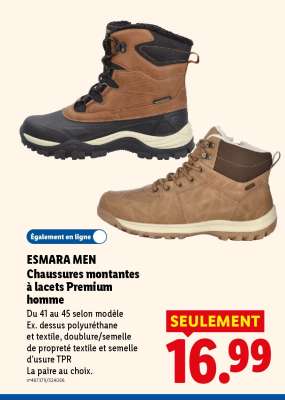 ESMARA MEN Chaussures montantes à lacets Premium homme