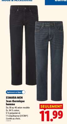 ESMARA MEN Jean thermique homme