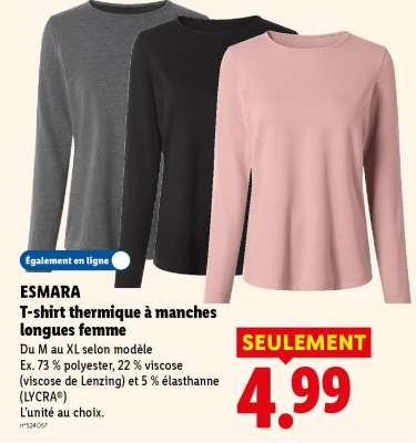 ESMARA T-shirt thermique à manches longues femme