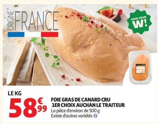 Foie Gras de Canard Cru 1er Choix Auchan Le Traiteur