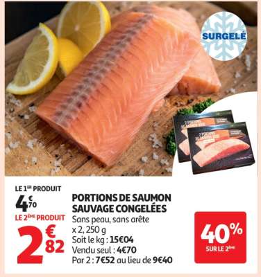 PORTIONS DE SAUMON SAUVAGE CONGELÉES
