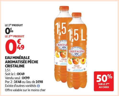 Eau Minérale Aromatisée Pêche Cristaline