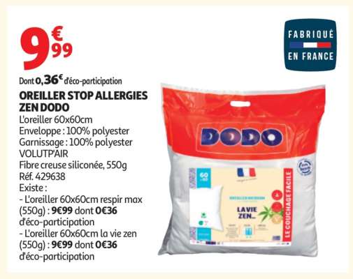 OREILLER STOP ALLERGIES ZEN DODO