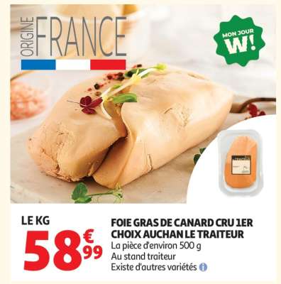 Foie Gras de Canard Cru 1er Choix Auchan Le Traiteur