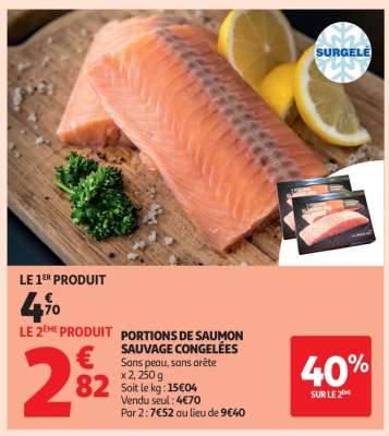 PORTIONS DE SAUMON SAUVAGE CONGELÉES