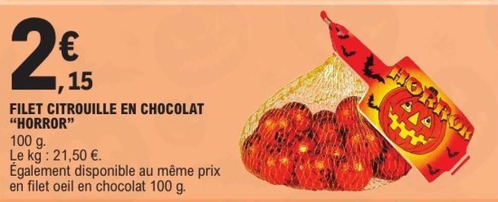 FILET CITROUILLE EN CHOCOLAT "HORROR"