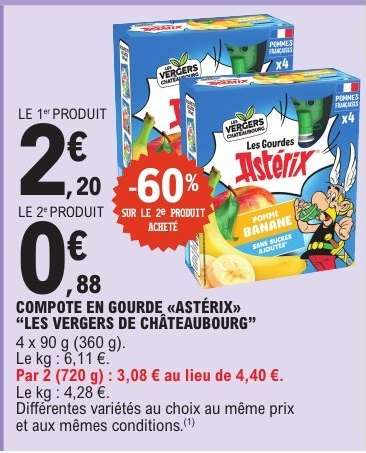 COMPOTE EN GOURDE «ASTÉRIX» «LES VERGERS DE CHÂTEAUBOURG»