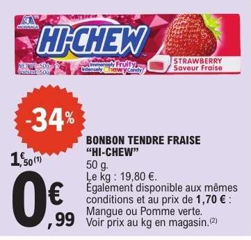BONBON TENDRE FRAISE “HI-CHEW”