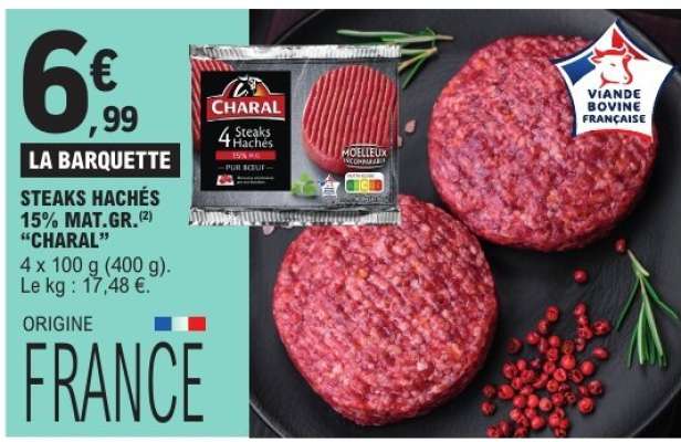 STEAKS HACHÉS 15% MAT.GR. "CHARAL"
