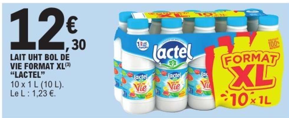 LAIT UHT BOL DE VIE FORMAT XL 'LACTEL'