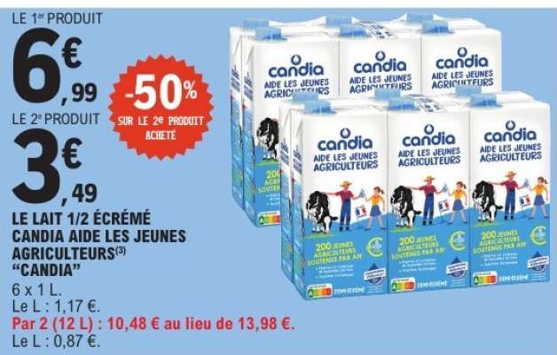 LE LAIT 1/2 ÉCRÉMÉ CANDIA AIDE LES JEUNES AGRICULTEURS