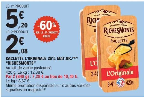 RACLETTE L’ORIGINALE 26% MAT.GR. “RICHESMONTS”