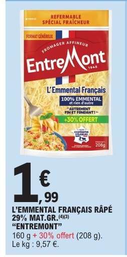 L’EMMENTAL FRANÇAIS RÂPÉ 29% MAT.GR.