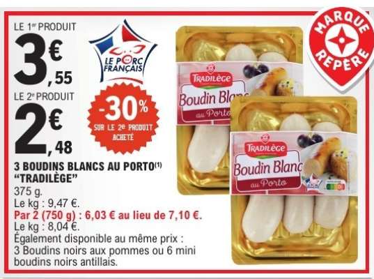 3 Boudins Blancs au Porto 'Tradilège'