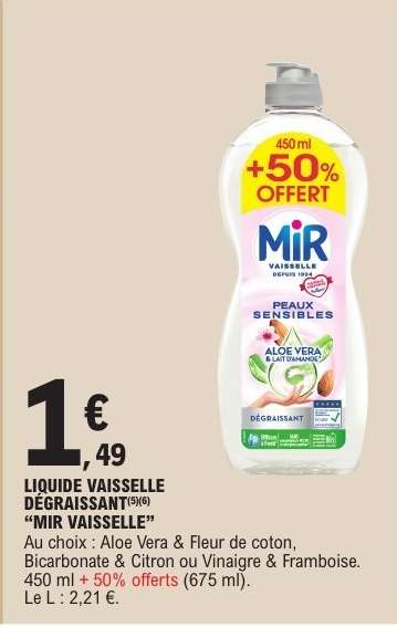 LIQUIDE VAISSELLE DEGRAISSANT "MIR VAISSELLE"