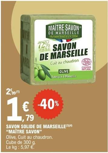 SAVON SOLIDE DE MARSEILLE "MAÎTRE SAVON"