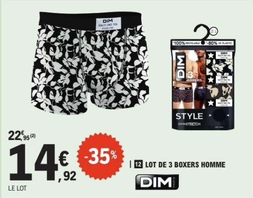 LOT DE 3 BOXERS HOMME