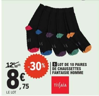Lot de 10 paires de chaussettes fantaisie homme