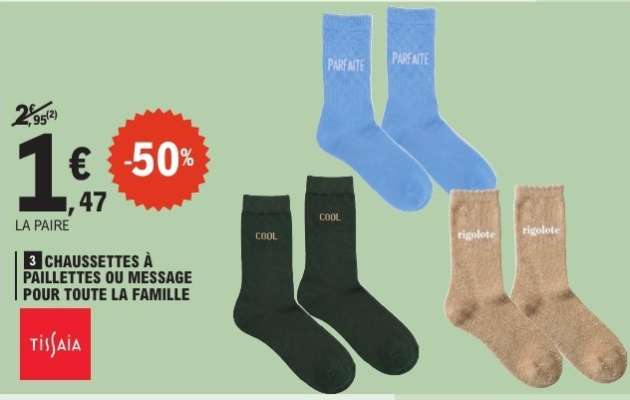 Chaussettes à paillettes ou message
