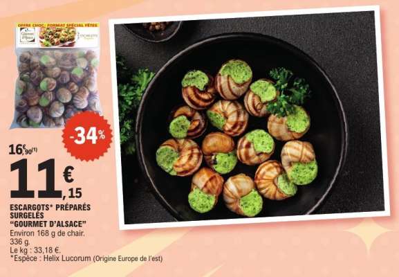 ESCARGOTS** PRÉPARÉS SURGELÉS "GOURMET D'ALSACE"