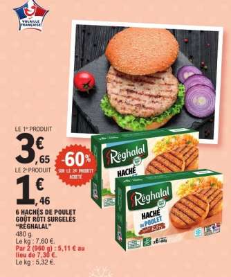 6 HACHÉS DE POULET GOÛT RÔTI SURGELÉS "RÉGHALAL"