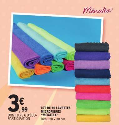 Lot de 10 Lavettes Microfibres "Ménatex"