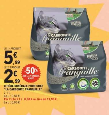 LITIÈRE MINÉRALE POUR CHAT LA CARBONITE “TRANQUILLE”